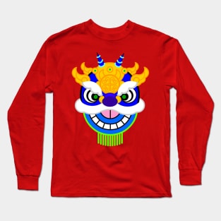 CNY: BLUE LION HEAD Long Sleeve T-Shirt